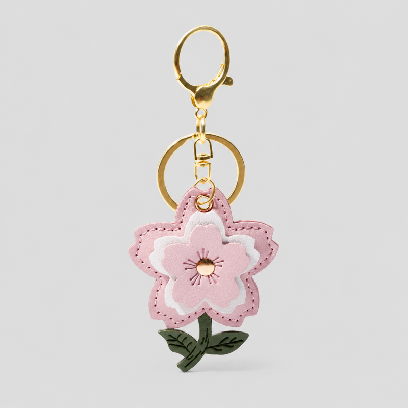 Fresh PU Faux Leather Sunflower Keychain