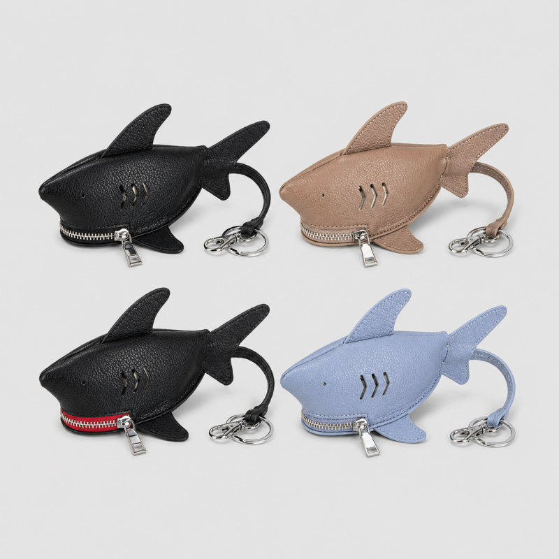 Faux Leather Shark Coin Pouch