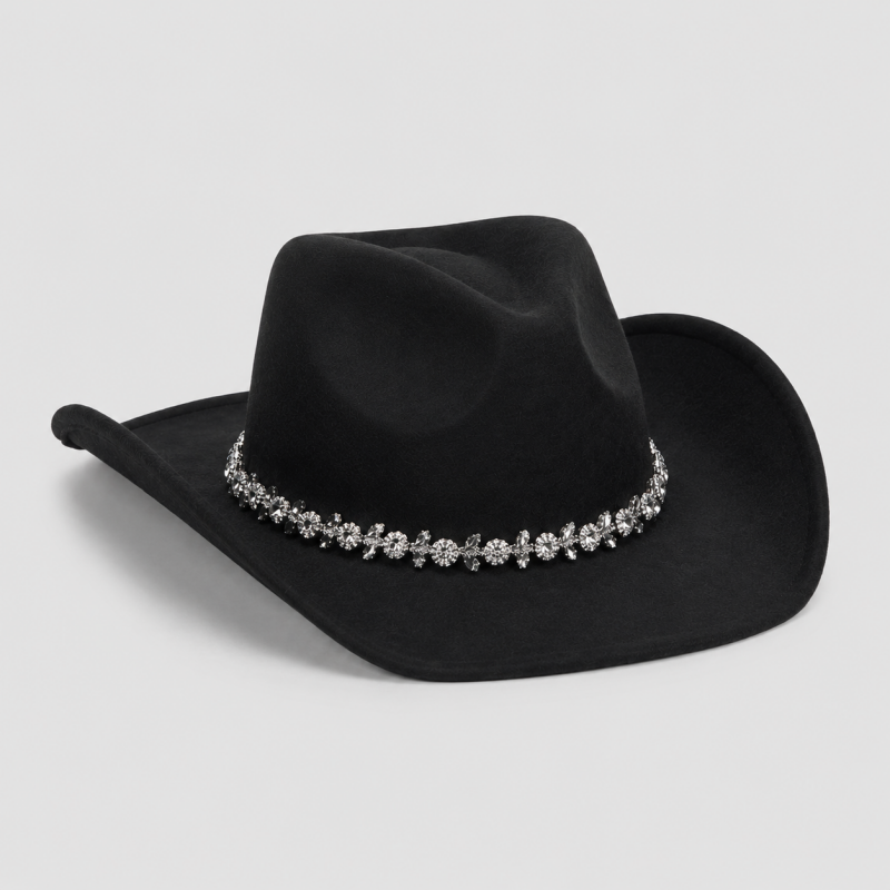 Black Western Cowboy Hat with Rhinestone Band