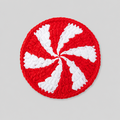 New Hand Crocheted Peppermint Candy Round Coaster