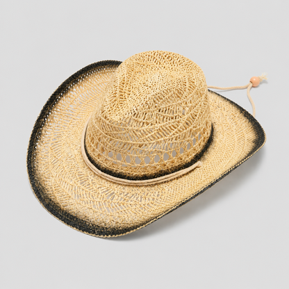 Western Faux Straw Contrast Brim