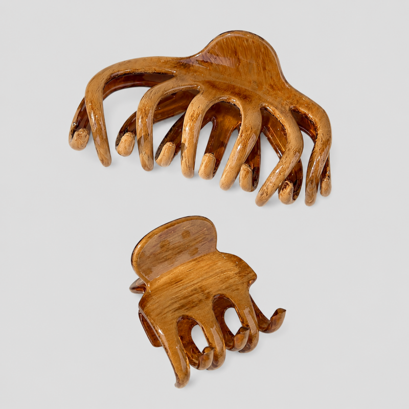 Wood Grain Textured Claw Clip