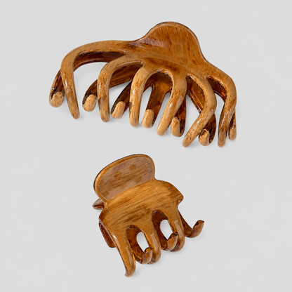 Wood Grain Textured Claw Clip