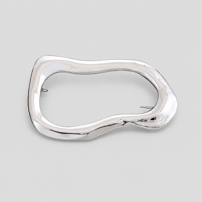 Irregular Hollow Oval Metal Brooch