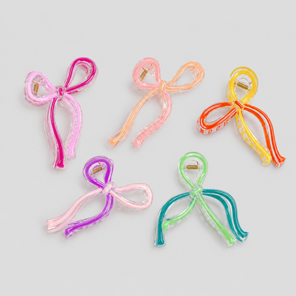 Two-Tone Transparent Bow Hair Claw Clip