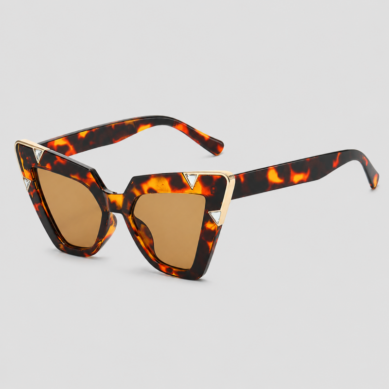 Four-Corner Triangle Metal Decor Cat Eye Sunglasses