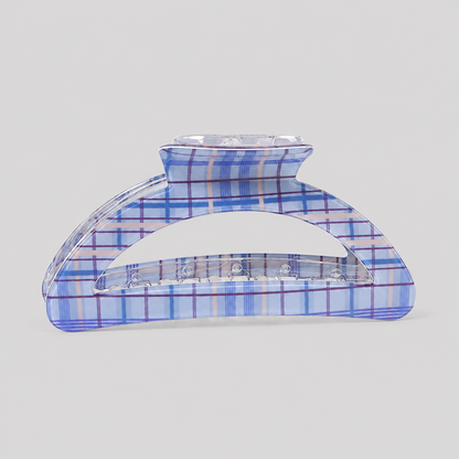 Hollow Three-Loop Grid Plaid Hair Claw Clip