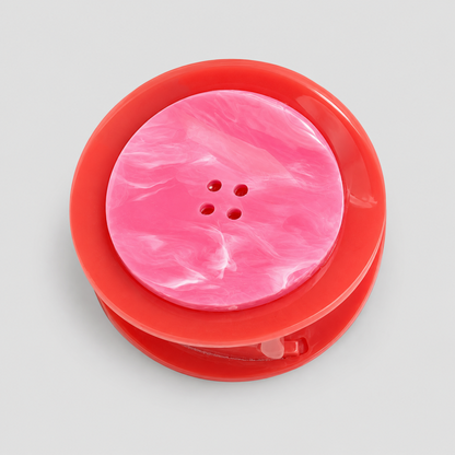 Two-Tone Button Round Hair Claw Clip