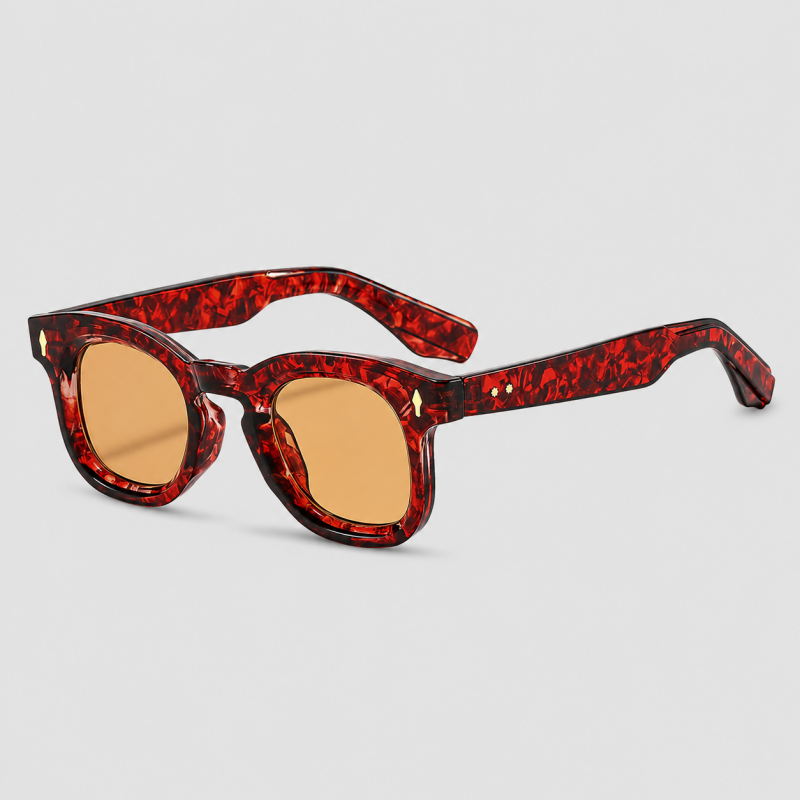 Thick Square Gold Stud Decor Retro Polarized Sunglasses