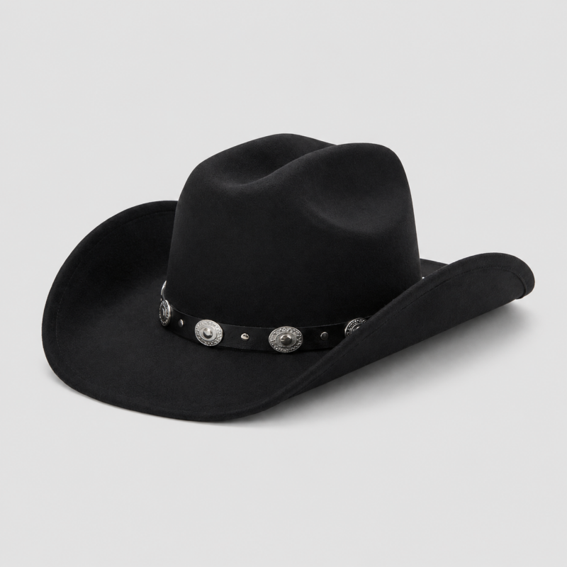 Black Western Cowboy Hat with Concho Stud Band