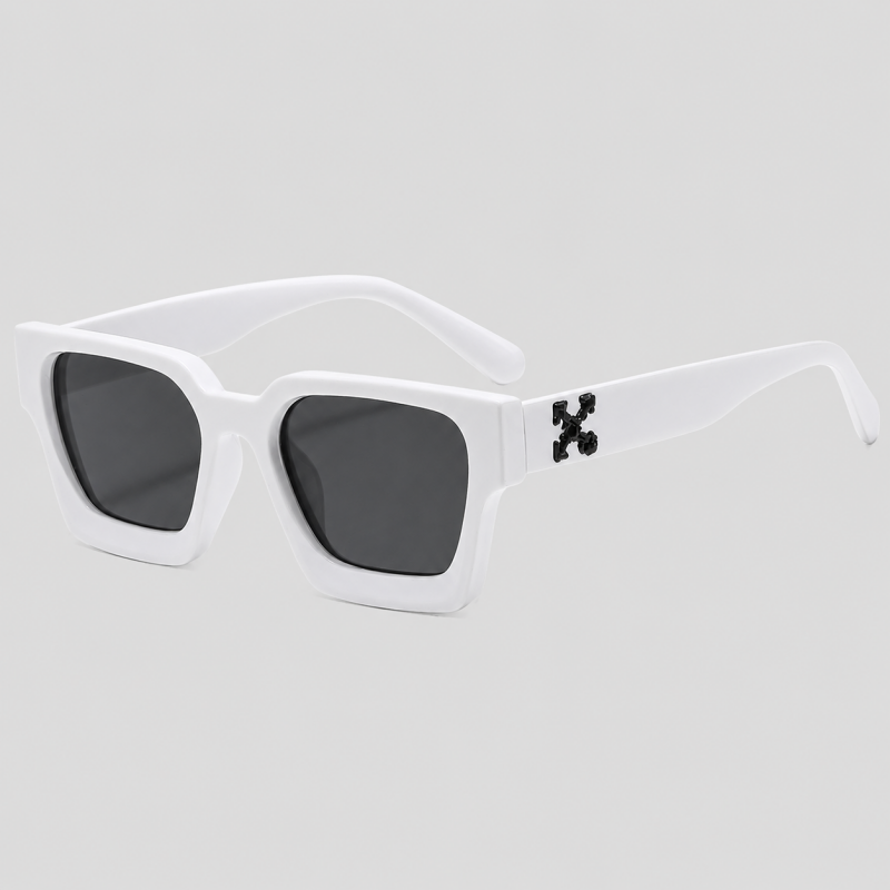 Thick Square Cross Logo Decor Fashion Sunglasses
