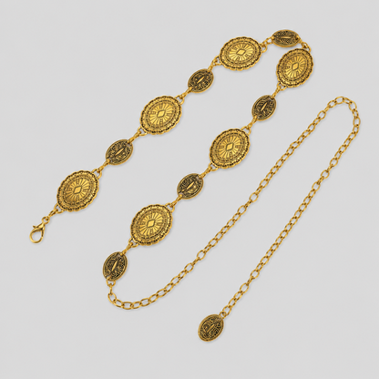 Western Concho Antique Gold Waist Chain Belt