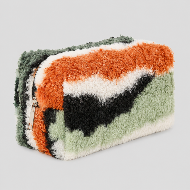 Gradient Color Block Rainbow Plush Pouch