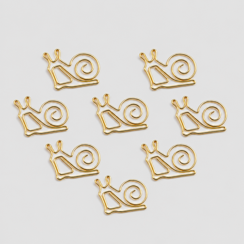 10 PCS Creative Snail Shape Electroplated Metal Paper Clips