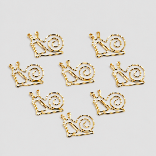 10 PCS Creative Snail Shape Electroplated Metal Paper Clips