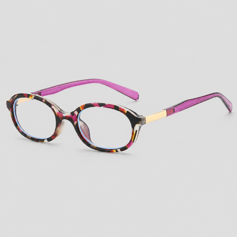 Small Oval Two-tone Metal Spliced Temple Glasses