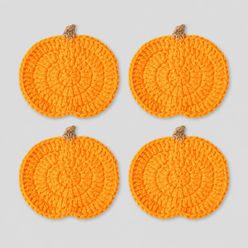 Hand Crocheted Halloween Pumpkin Coaster