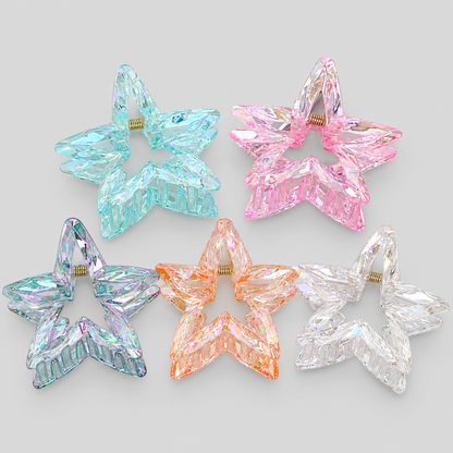 Hollow Iridescent Star Hair Claw Clip