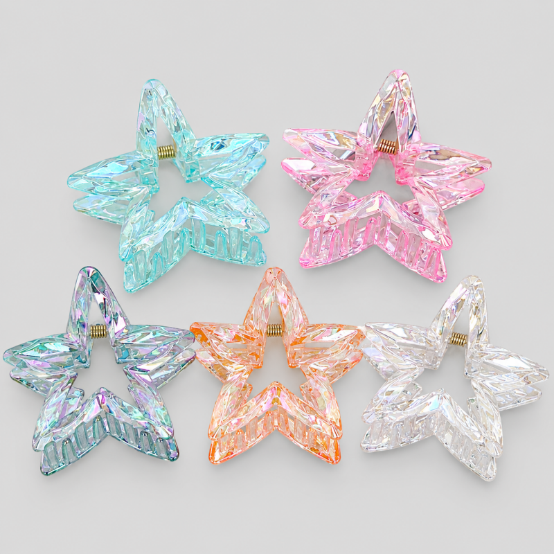 Hollow Iridescent Star Hair Claw Clip