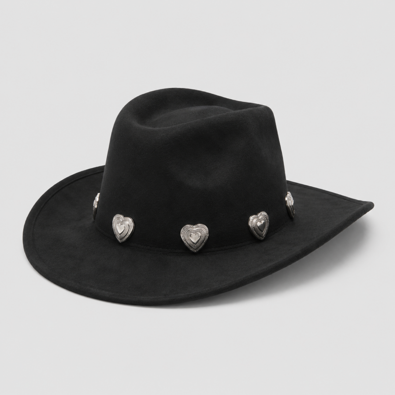 Western Cowboy Hat with Heart Concho Band
