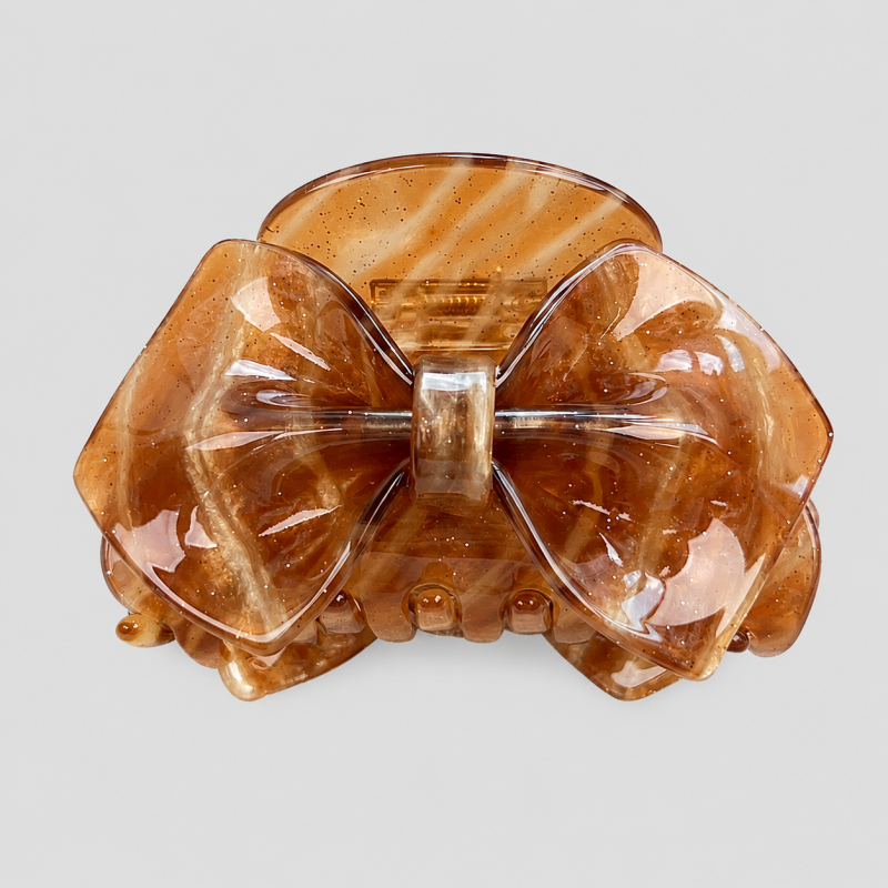 Large Pink Marbled Bow Hair Claw Clip