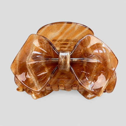 Large Pink Marbled Bow Hair Claw Clip