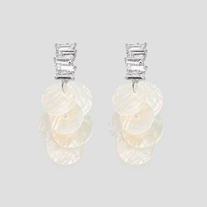 Zircon Natural Shell Tassel Earrings