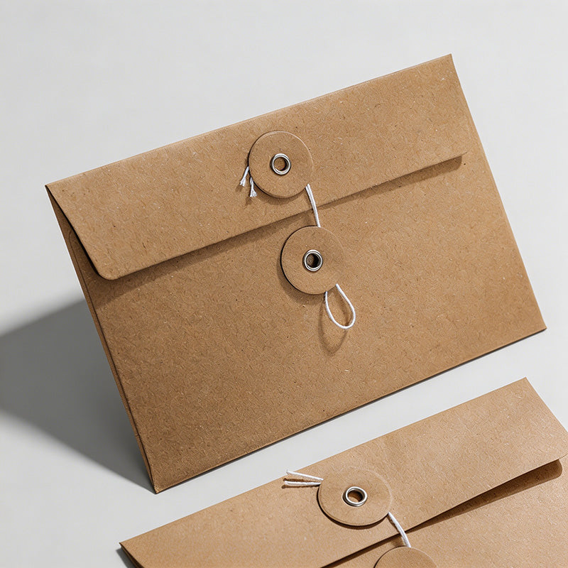 10 Retro Kraft Paper Heart Tie Sealing Envelope Sets