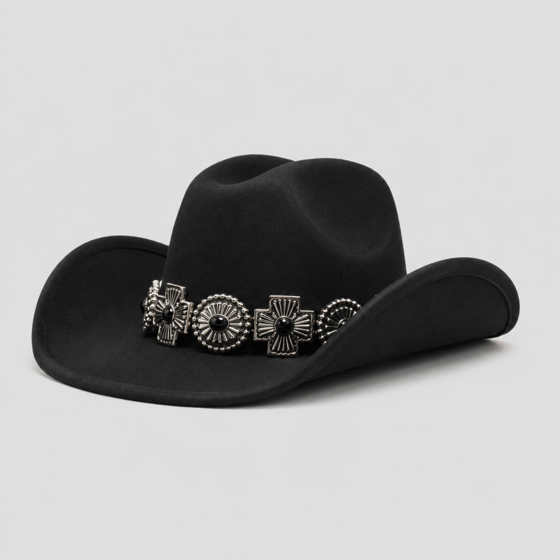 Heavy-duty Faux Suede Hardware Cowboy Hat