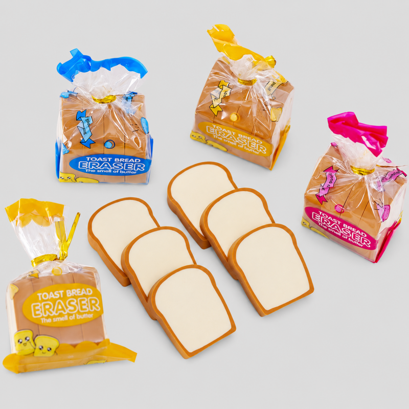 4PCS Toast Bread Shaped Eraser Set