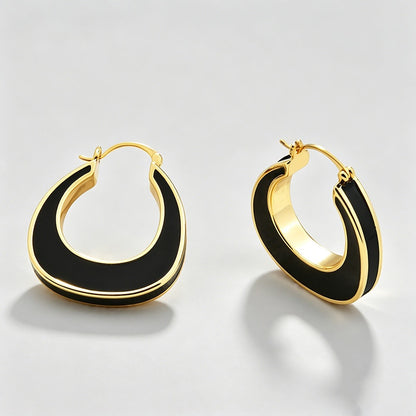 Enamel U-Shape Click Hoop Earrings