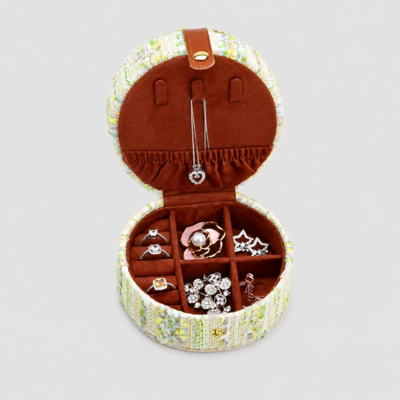 Tweed Round Jewelry Box
