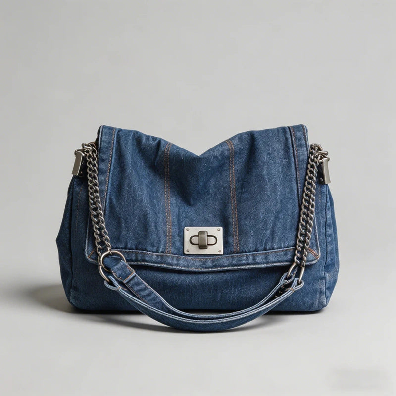 Vintage Denim Chain Shoulder Bag