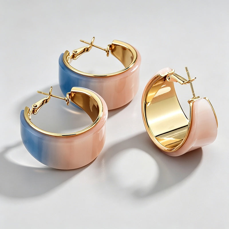 C-Shape Resin Hoop Earrings
