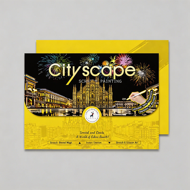 A3 City Scenery DIY Educational Scratch Painting Card
