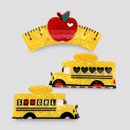 Back To School Theme Hair Claw Clips