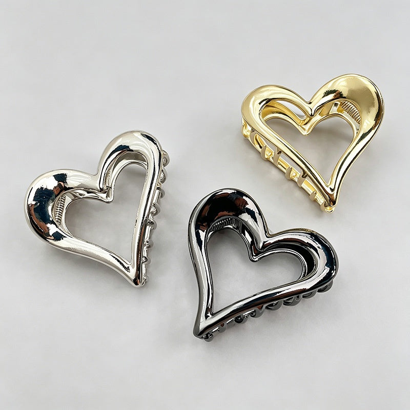 Hollow Metal Heart Shark Hair Claw Clip