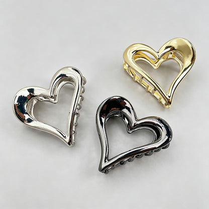 Hollow Metal Heart Shark Hair Claw Clip