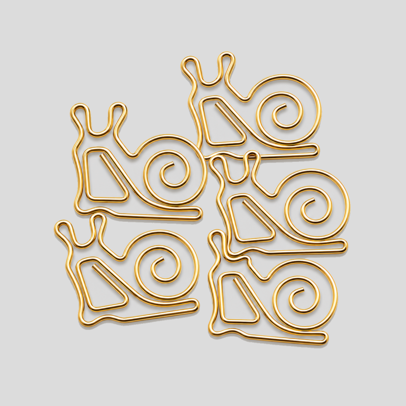 10 PCS Creative Snail Shape Electroplated Metal Paper Clips