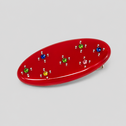Mini Oval Rhinestone Hair Barrette