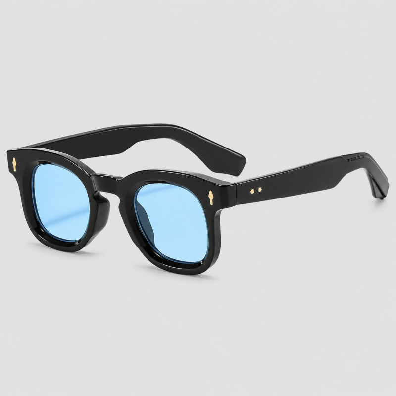 Thick Square Gold Stud Decor Retro Polarized Sunglasses