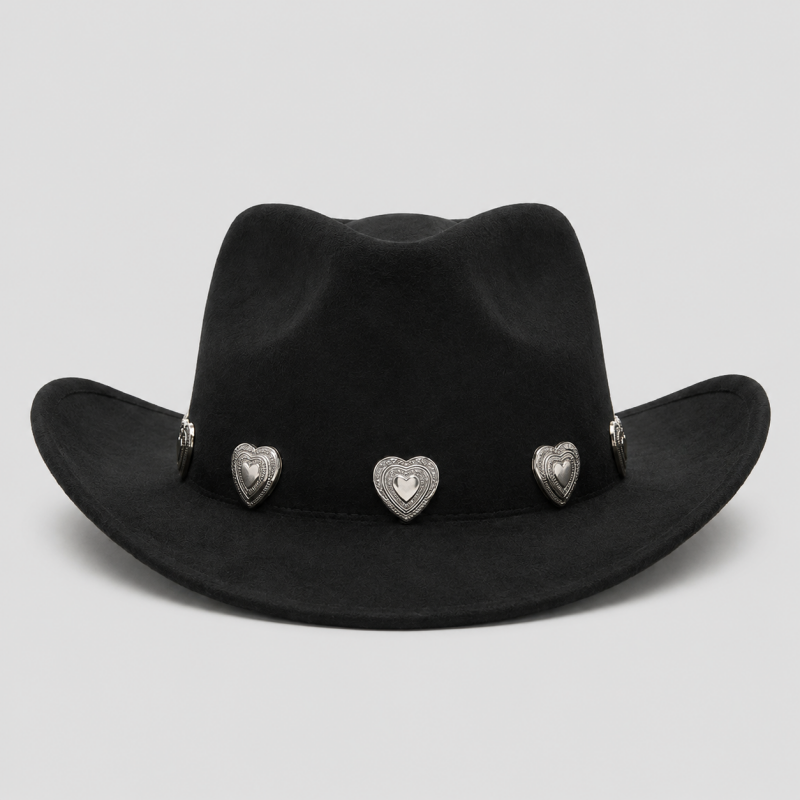 Western Cowboy Hat with Heart Concho Band