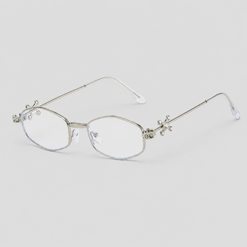Hexagon Rhinestone Hinge Metal Frame Vintage Sunglasses