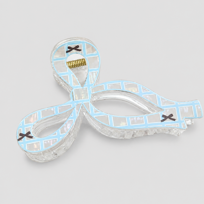 Hollow Three-Loop Plaid Bow Hair Claw Clip