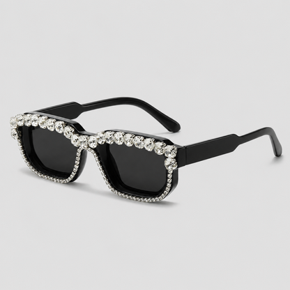 Small Rectangle Full Rhinestone Border Retro Bling Sunglasses