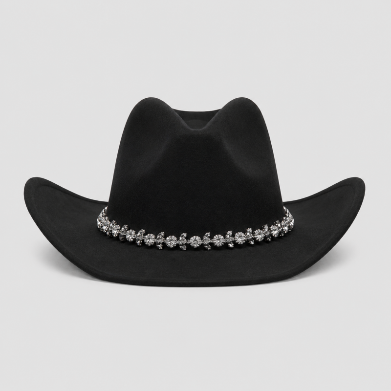 Black Western Cowboy Hat with Rhinestone Band