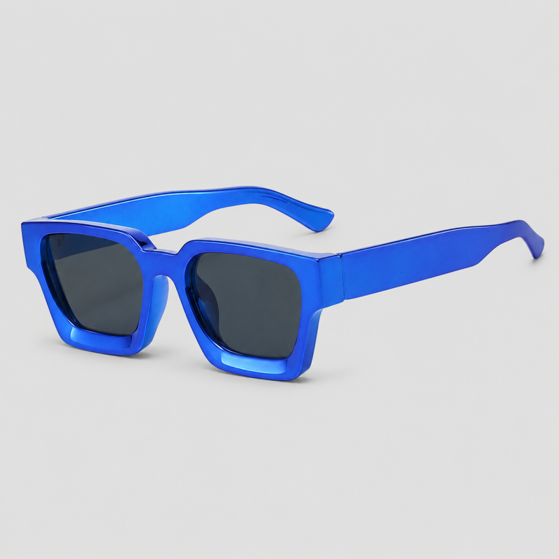 Metallic Electroplated Thick Square Trendy Sunglasses