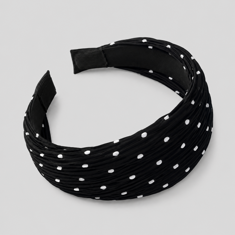 Crinkled Chiffon Polka Dot Headband