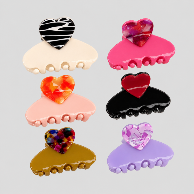 Heart Top Medium Hair Claw Clip