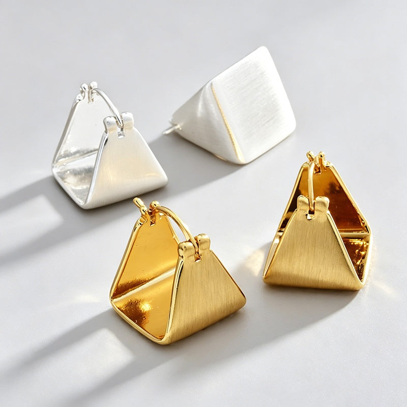 Matte Textured Triangle Ear Hoop Earrings